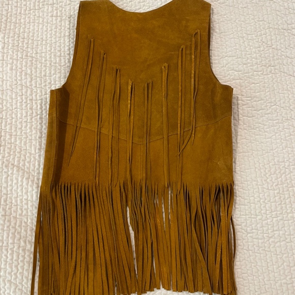 Vintage Suede Leather Vest with Fringe - Picture 2 of 5